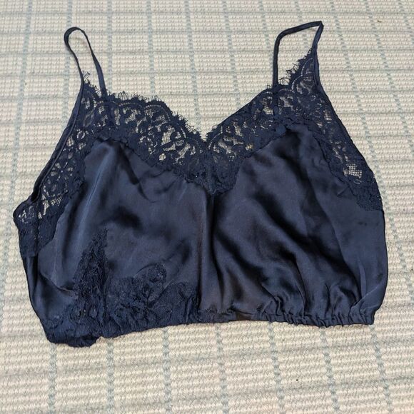 NWOT Free People Intimately Night Out Blouson Brami‎ in Navy Size Small Lace - Picture 5 of 7